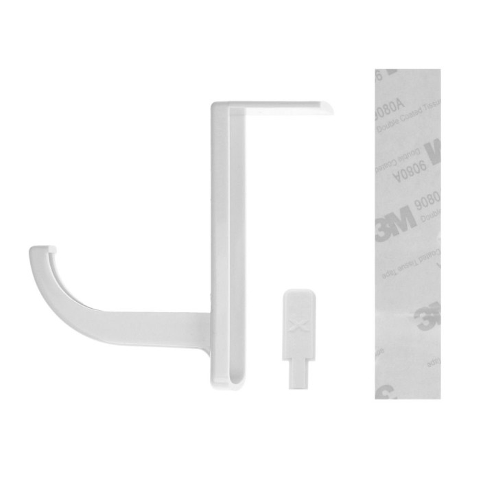 Monitor-mounted headphones holder white