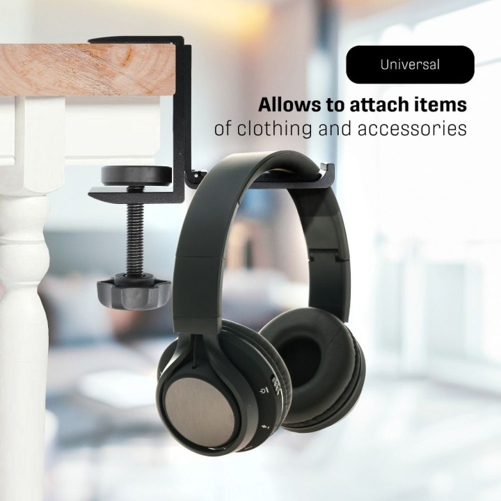 Universal desk headphones holder / table bag and umbrella holder black