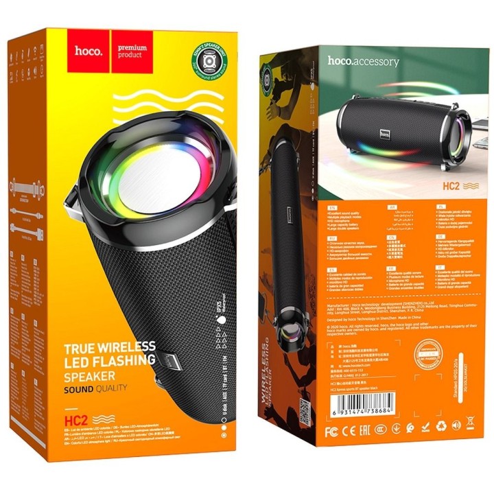 Бездротова колонка LED 2 x 5W 6h Hoco HC2 чорна