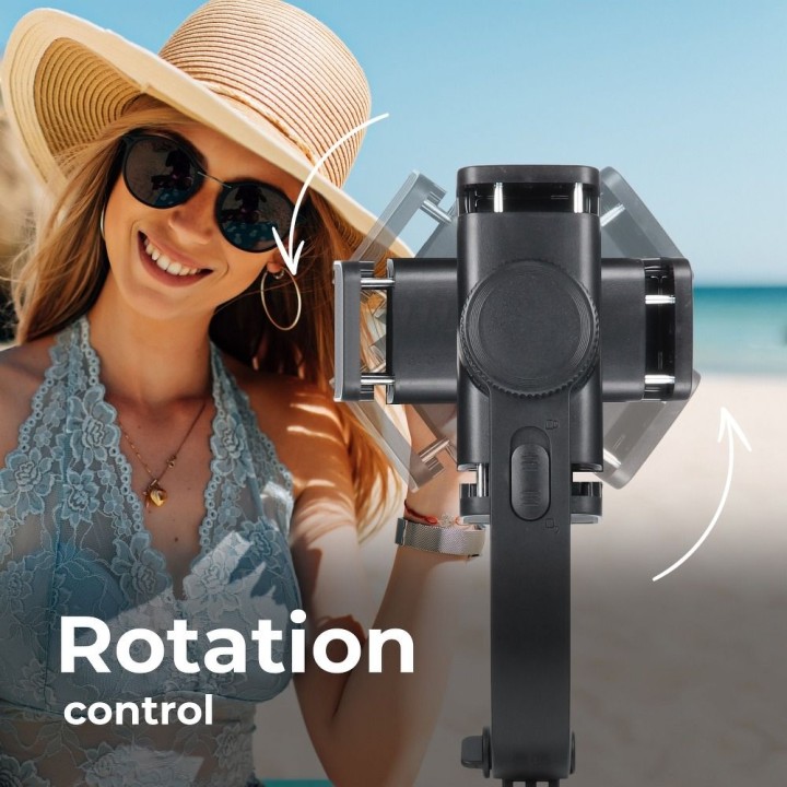 Uchwyt selfie z pilotem bezprzewodowym tripod ze stabilizatorem GIMBAL SSTR-L08 czarny