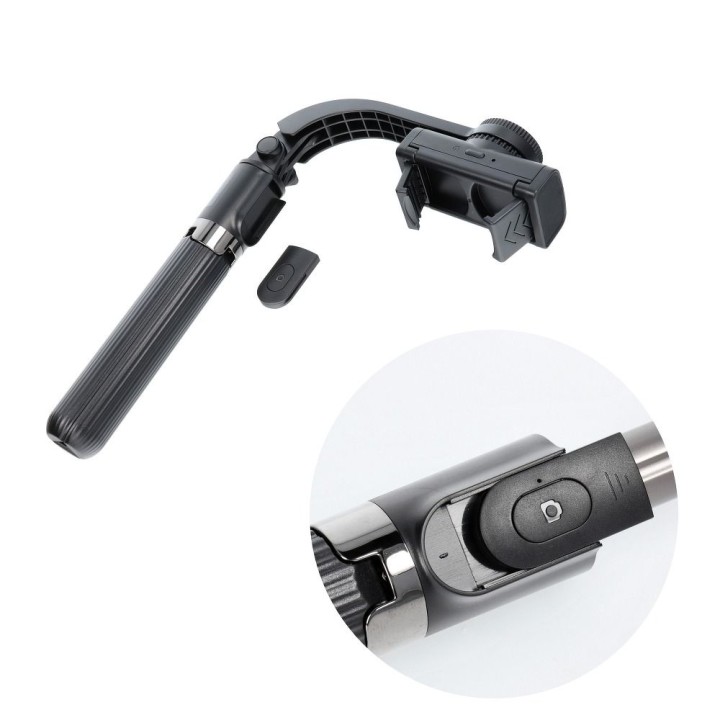 Selfie holder with wireless remote control tripod with stabilizer GIMBAL SSTR-L08 black