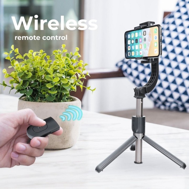 Тримач для селфі з бездротовим пультом штатив зі стабілізатором GIMBAL SSTR-L08 чорний