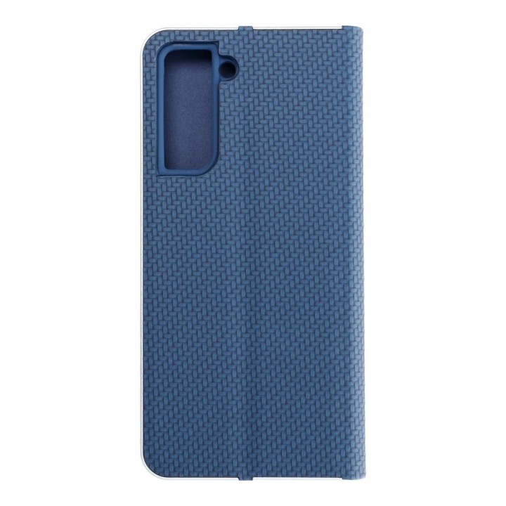 Чехол с клапаном для Samsung S21 Luna Book Carbon синий