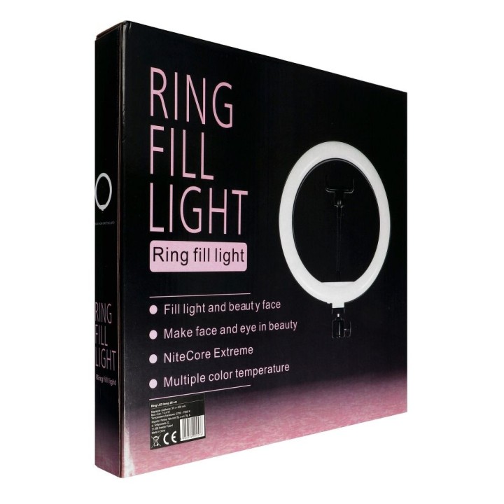 Lamp LED Ring Stream RGB ring-shaped 10" with holder for phone + tripod black