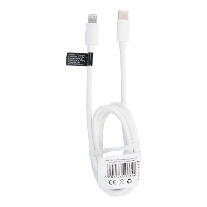 Кабель USB-C – Lightning PD 3A 20W 1 m C291 білий