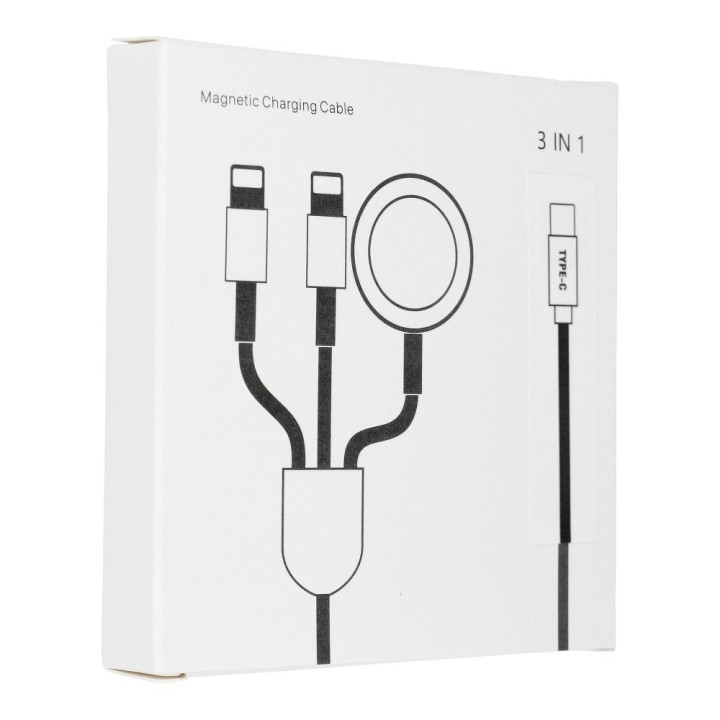 Kabel 3w1 Typ C do Lightning / Typ C / Apple Watch 3W 2A C3169 1,2 m biały