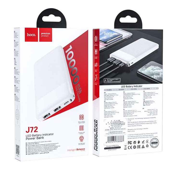 Powerbank Hoco 10000 mAh 2A J72 biały