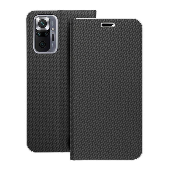 Чехол с клапаном для Xiaomi Redmi NOTE 10 PRO Luna Book Carbon черный