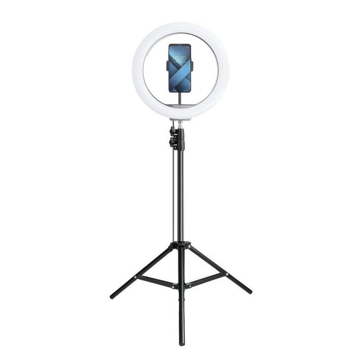 Lamp LED Ring Stream RGB ring-shaped 12" FULL COLOR with holder for phone + tripod black