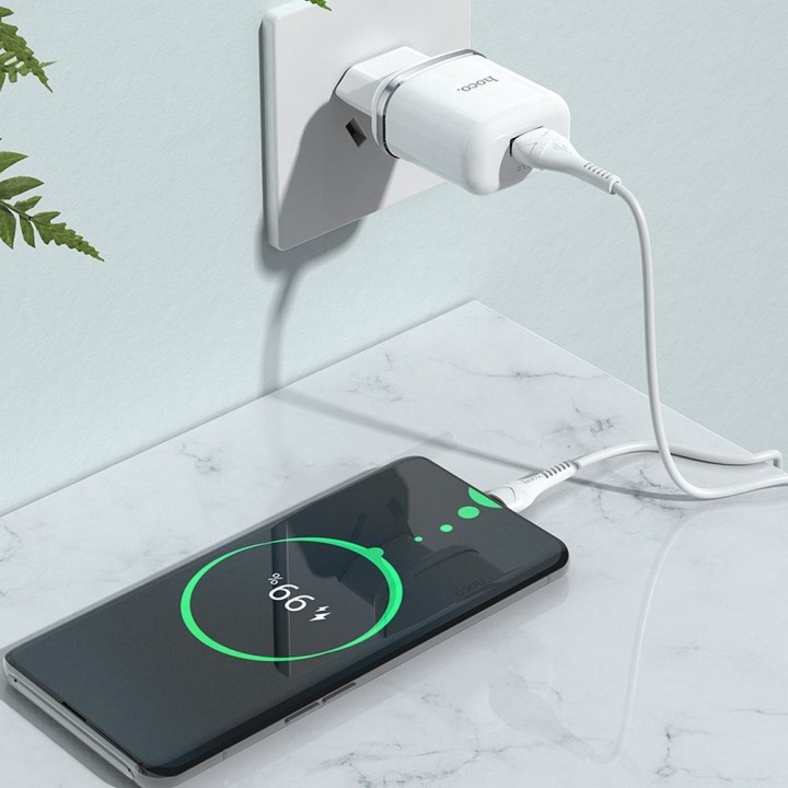 Мережевий зарядний пристрій для телефону Hoco USB A QC3.0 3A 18W N3 білий