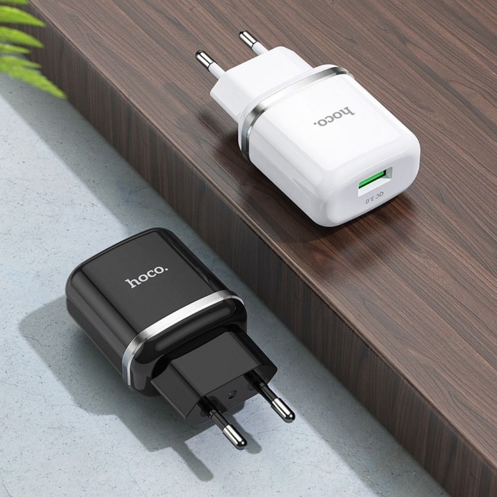 Wall charger for phone Hoco USB A QC3.0 3A 18W N3 white