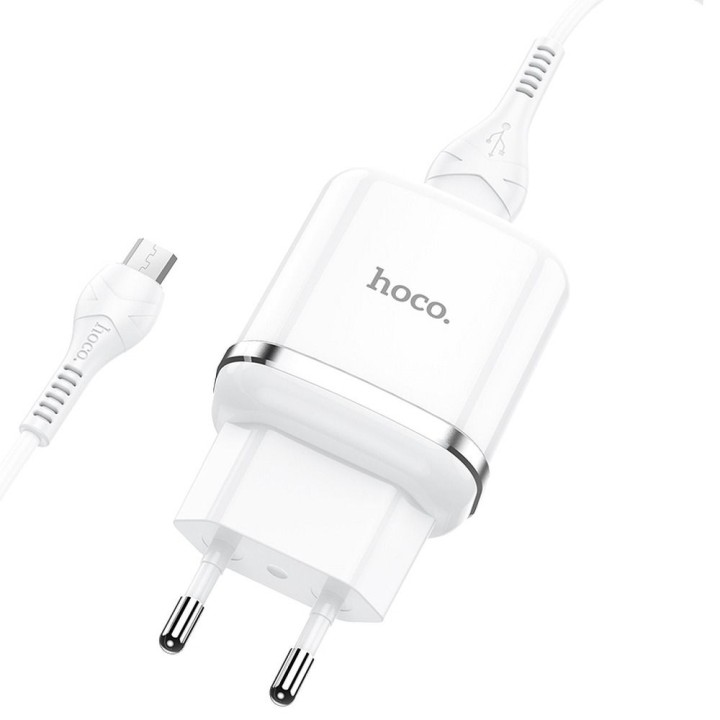 Wall charger for phone Hoco USB A QC3.0 3A 18W + cable USB A for Micro USB N3 white