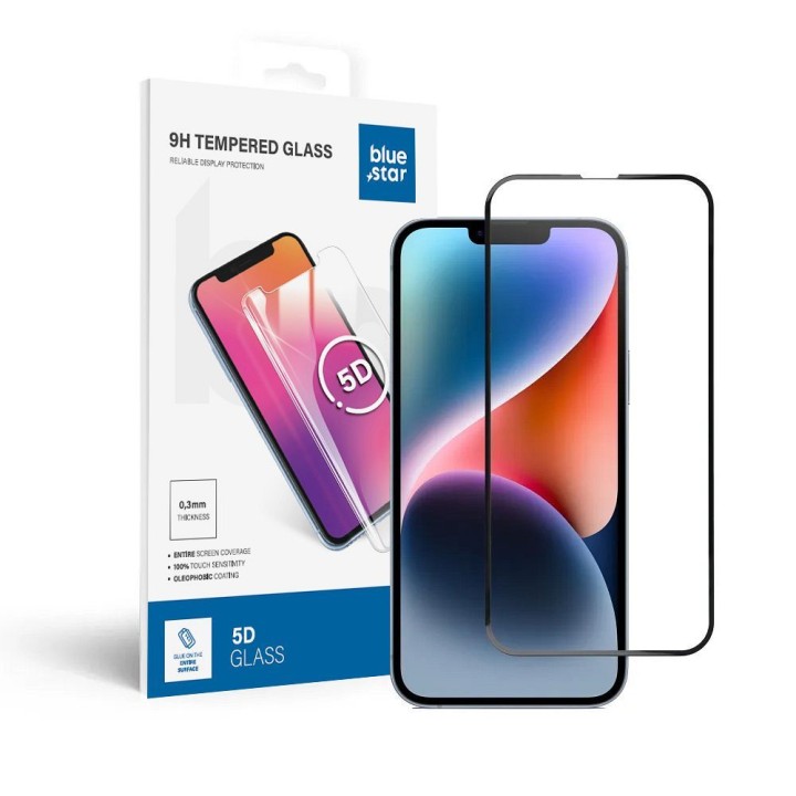 Загартоване скло 5D Full Glue для iPhone 13 PRO MAX /14 PLUS Blue Star чорне