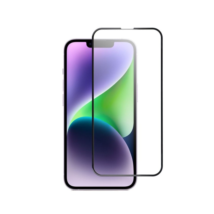Tempered glass 5D Full Glue for iPhone 13 / 13 PRO / 14 / 16e / 17e (SE 4 2025) Blue Star black