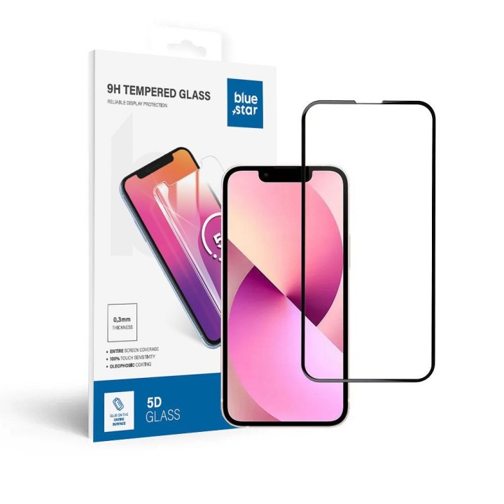 Szkło hartowane 5D Full Glue do iPhone 13 MINI Blue Star czarne