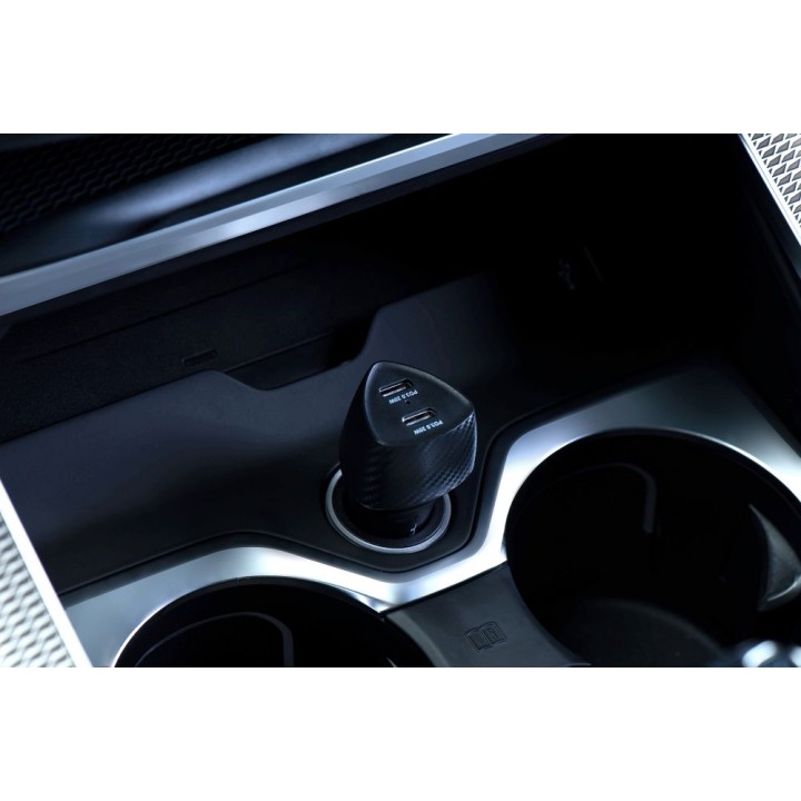 Автомобільний зарядний пристрій Forcell F-Energy Carbon 2 x USB C QC3.0 PD 3A 40W CC50-2C чорний
