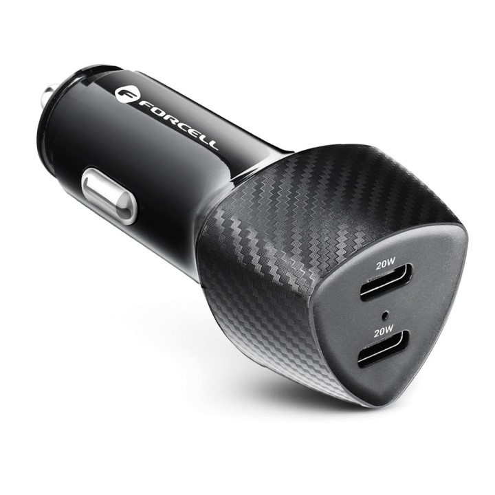 Автомобильное зарядное устройство Forcell F-Energy Carbon 2 x USB C QC3.0 PD 3A 40W CC50-2C черное