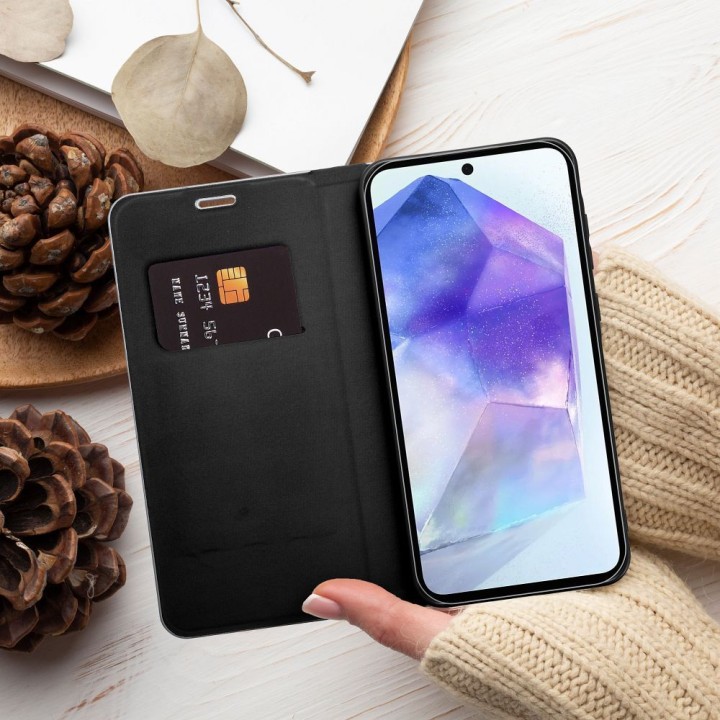 Чехол с клапаном для Huawei P Smart 2019 Luna Book Carbon черный