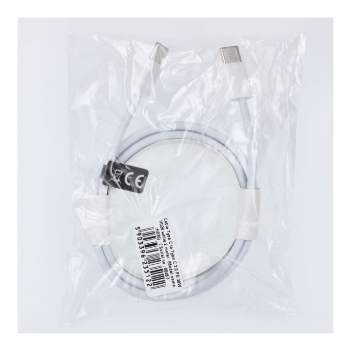 USB-C to USB-C cable PD QC3.0 3A 30W 2 m HD26 white