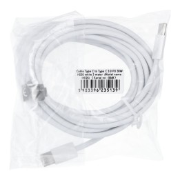 USB-C to USB-C cable PD QC3.0 3A 30W 3 m HD26 white