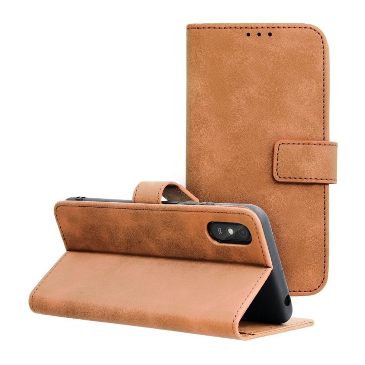 Etui z klapką na Xiaomi Redmi 9AT / Redmi 9A Tender Book brązowe