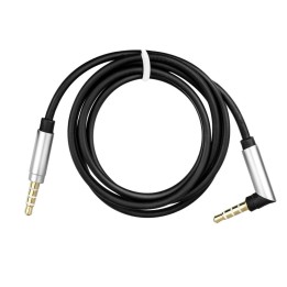 Кабель AUX Jack 3,5 mm (штекер (male)) для Jack 3,5 mm (штекер (male)) 90 градусів 1 m чорний