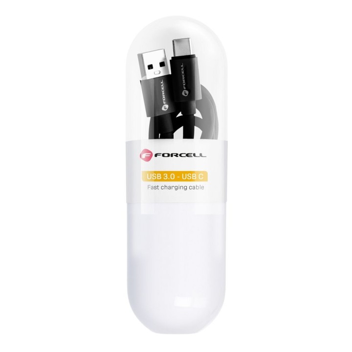 Кабель USB-A – USB-C Forcell F-Energy QC3.0 3A Tuba 1 m C398 чорний
