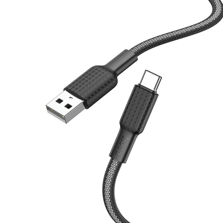 Кабель USB-A – USB-C Hoco 3A 1 m X69 чорно-білий