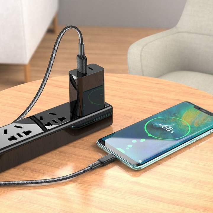Кабель USB-A – USB-C Hoco 3A 1 m X69 чорно-білий