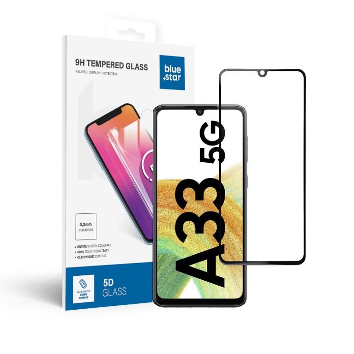 Tempered glass 5D Full Glue for Samsung A33 5G (case friendly) Blue Star black
