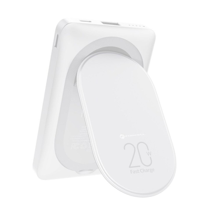 Power bank MagSafe compatible Forcell F-Energy MagStand F10K2 QC3.0 PD 5A 20W 10000 mAh white