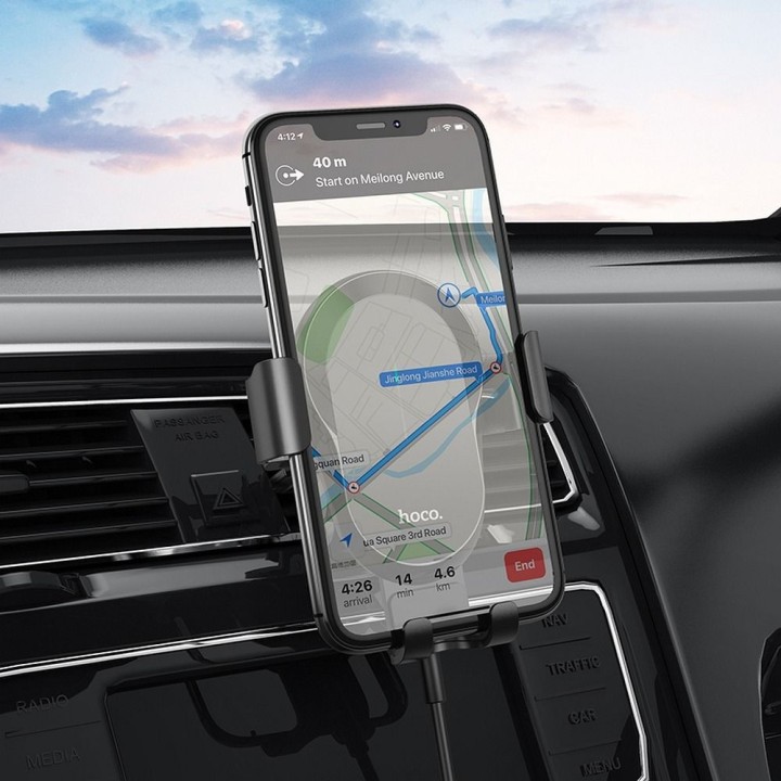 Wireless car phone holder Hoco 15 W for the air vent CA105 black