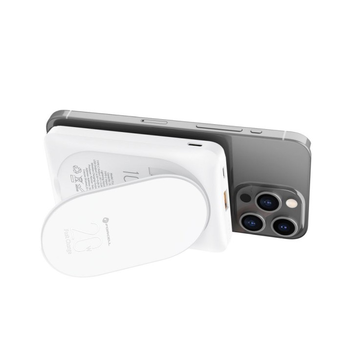 Power bank MagSafe compatible Forcell F-Energy MagStand F10K2 QC3.0 PD 5A 20W 10000 mAh white