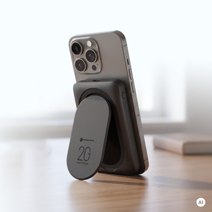 Повербанк совместимый с MagSafe Forcell F-Energy MagStand F10K2 QC3.0 PD 5A 20W 10000 mAh черный