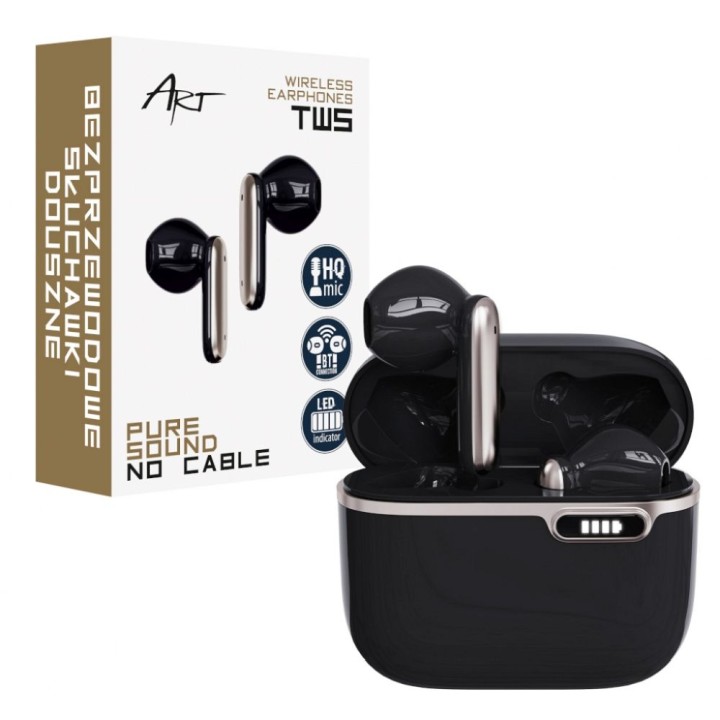 Wireless in-ear headphones Art TWS + docking station with connector type C AP-TW-B4B black