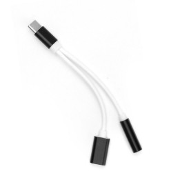 Адаптер AUX 2w1 Тип C (штекер (male)) для Тип C (гніздо (female)) / Jack 3,5 mm (гніздо (female)) чорний