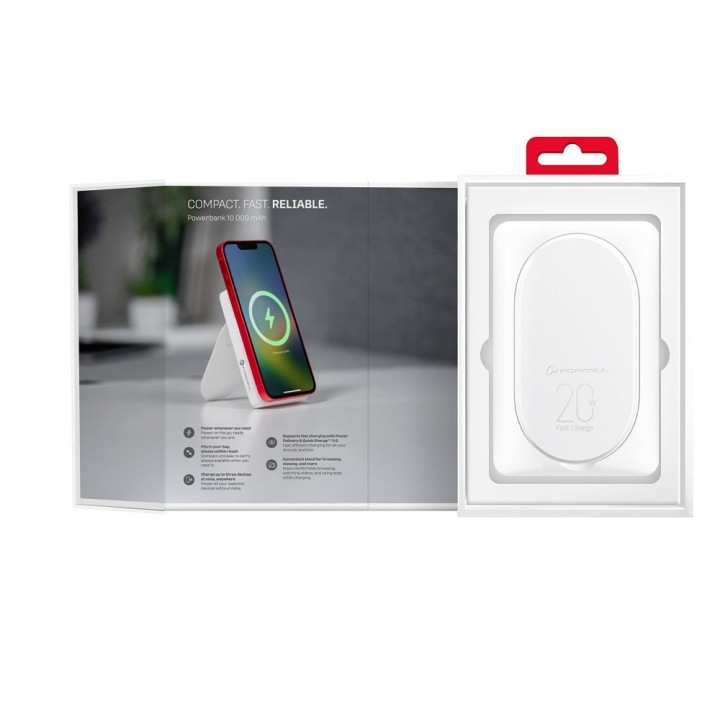 Power bank MagSafe compatible Forcell F-Energy MagStand F10K2 QC3.0 PD 5A 20W 10000 mAh white