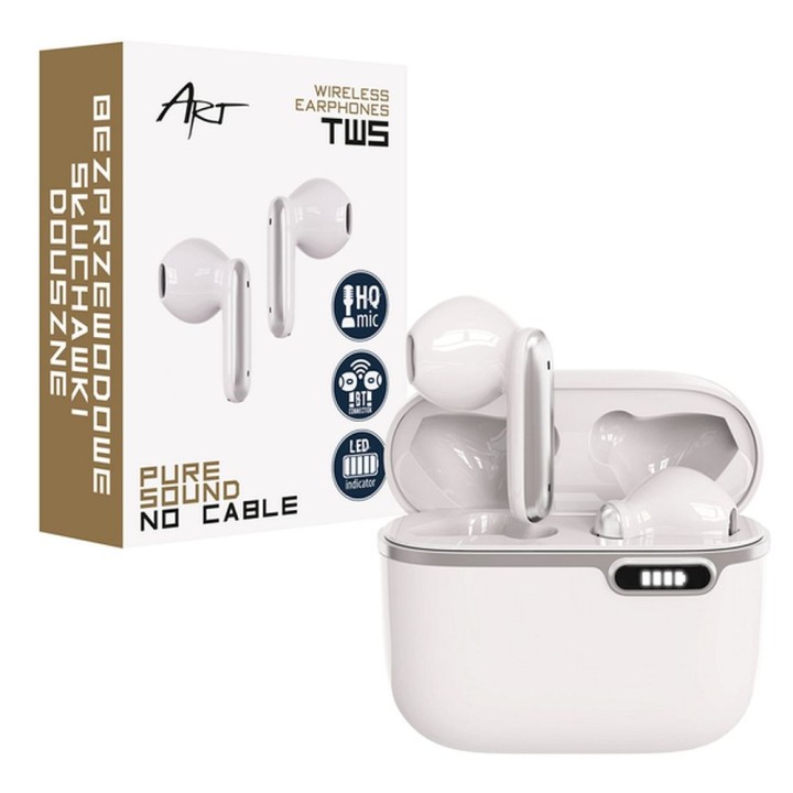 Бездротові навушники-вкладиші Art TWS + док-станція з роз'ємом USB C AP-TW-B4W білі
