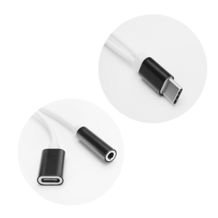 AUX adapter 2-in-1 Type C (male) to Type C (female) / Jack 3,5 mm (female) black
