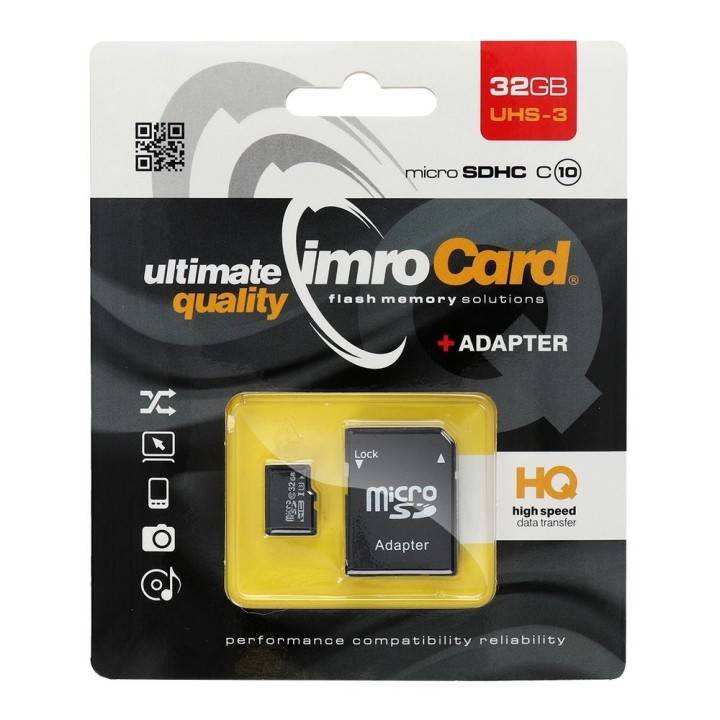 IMRO карта пам'яті microSD 32GB 100MB/s class 10 UHS 3 з адаптером SD
