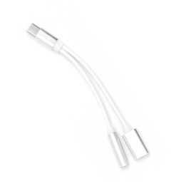 Adapter AUX 2w1 Type C (male) for Type C (female) / Jack 3,5 mm (female) white