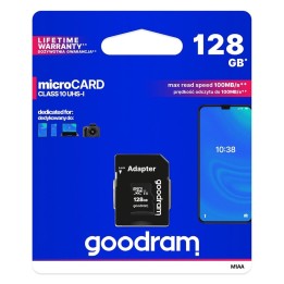 GOODRAM memory card microSD 128GB 100MB/s class 10 UHS I with SD adapter