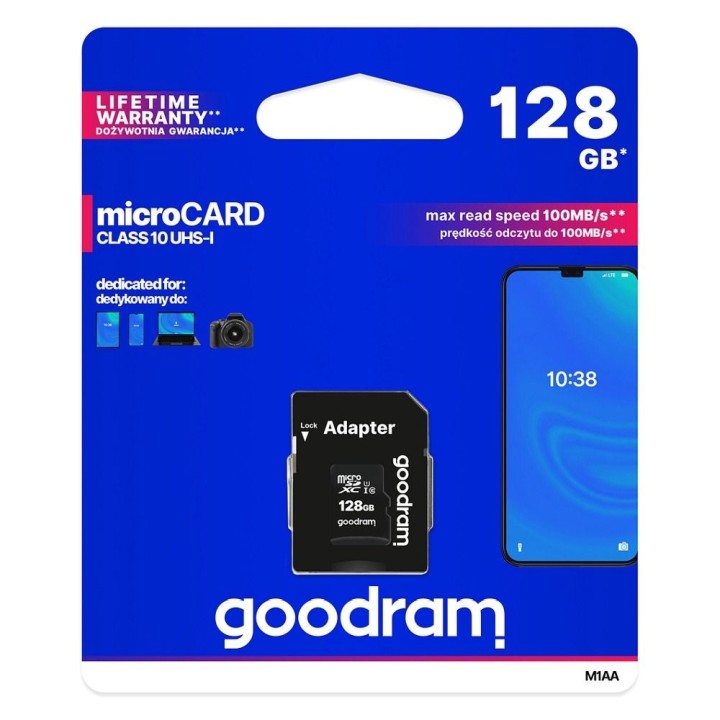 GOODRAM memory card microSD 128GB 100MB/s class 10 UHS And with adapter SD