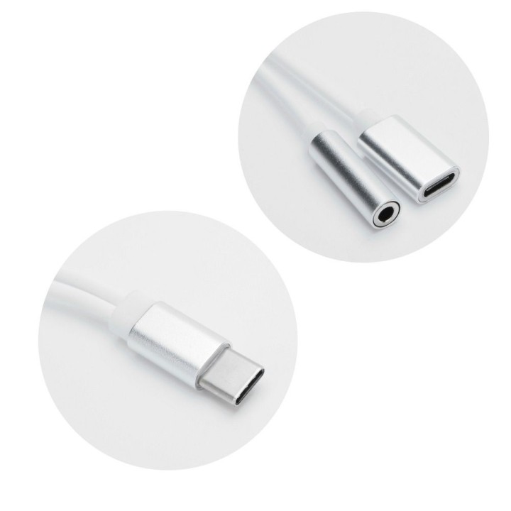 Адаптер AUX 2 в 1 Type C [штекер (male)] на Type C [гніздо (female)] / Jack 3,5 mm [гніздо (female)] білий