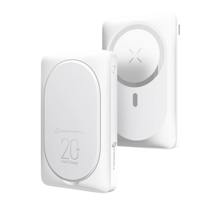Повербанк сумісний з MagSafe Forcell F-Energy MagStand F10K2 QC3.0 PD 5A 20W 10000 mAh білий