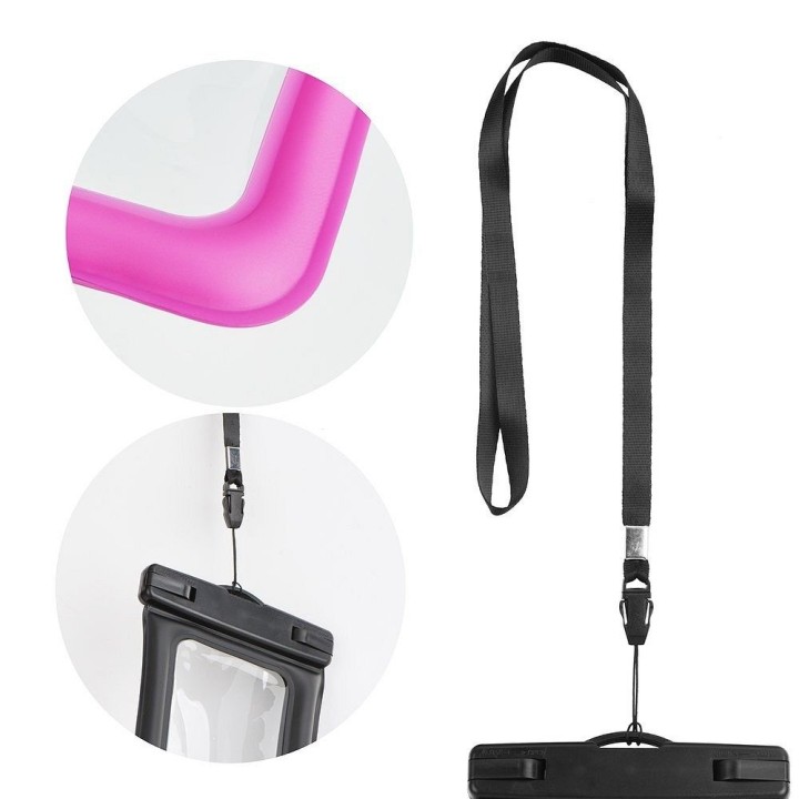 Case for phone universal waterproof with plastic closure AIRBAG dark pink