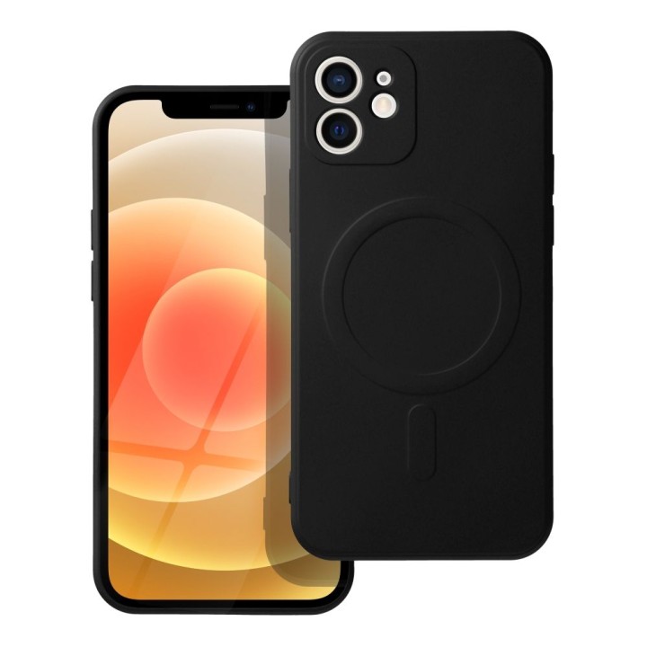 Case for iPhone 12 Silicone Mag Cover MagSafe compatible (camera protection) black