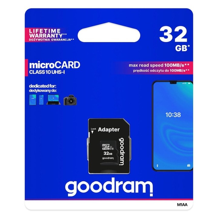 GOODRAM memory card microSD 32GB 100MB/s class 10 UHS And with adapter SD
