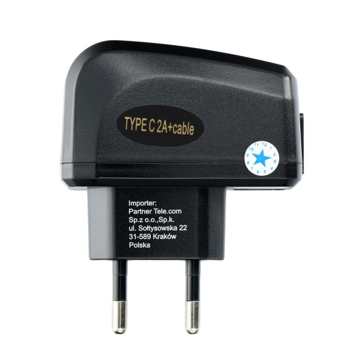 Сетевое зарядное устройство для телефона Blue Star Lite USB A 2A 10W + кабель USB-A – USB-C TFK-TC-1095B черное