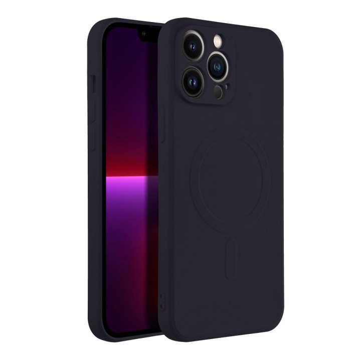 Case for iPhone 13 PRO MAX Silicone Mag Cover MagSafe compatible (camera protection) black